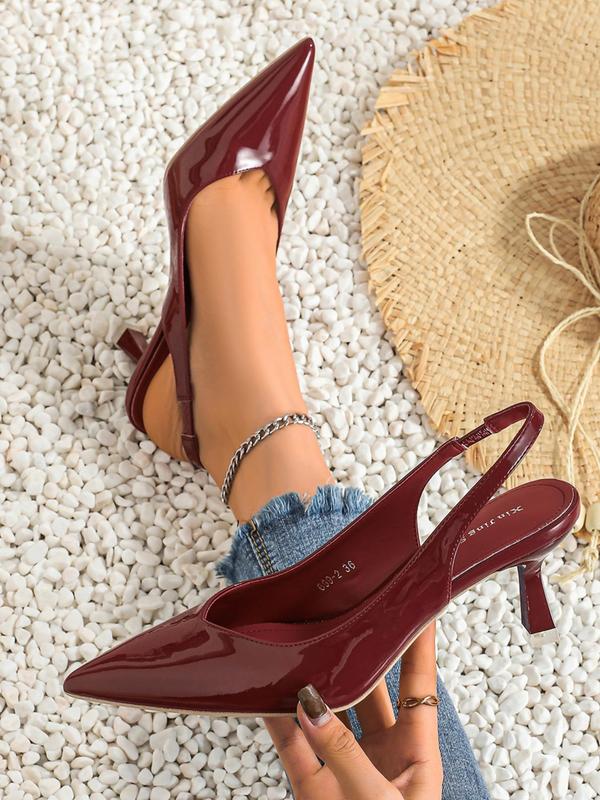 AMIRAT - PU Leather Slingback Heels Simple