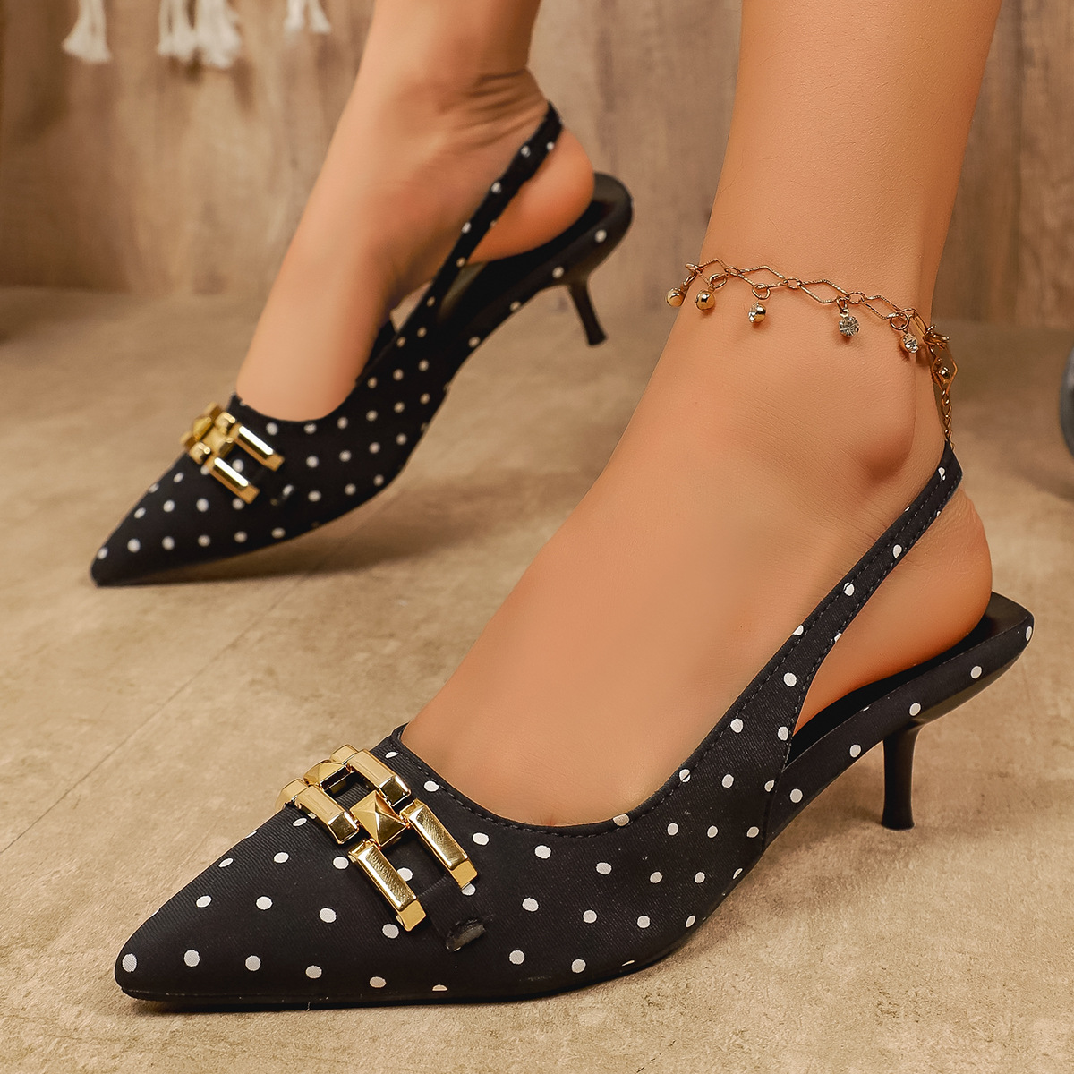 Odette Polkadot Slingback Heels